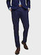 Pantalon Bărbați De Costum Elastic Super Slim Fit Albastru