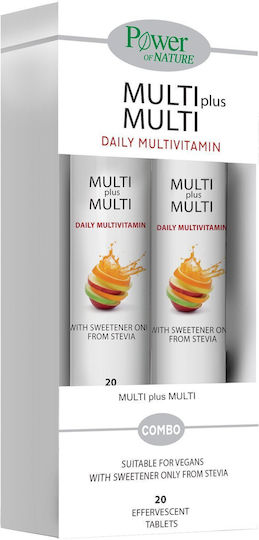 Power Of Nature Multi Plus Multi Πολυβιταμίνη για Ενέργεια Ροδάκινο 2 x 20 αναβράζοντα δισκία