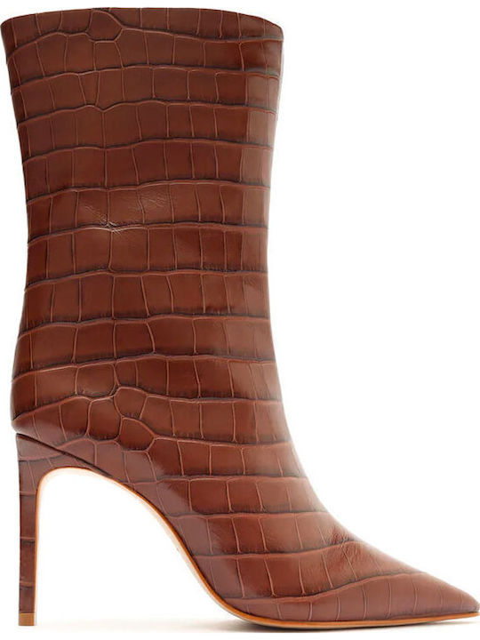 Leder Stiefeletten Damen Tabac Braun