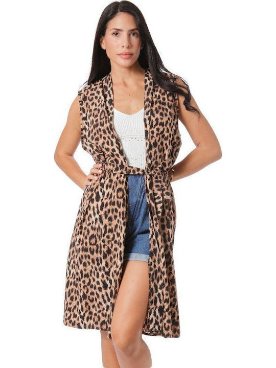 Kimono Midi cu Imprimeu Animal