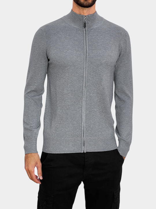 3Guys Herren Strickjacke Grey Melange