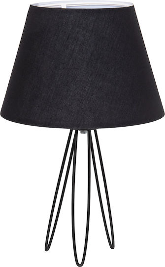 HomeMarkt LIVO Metal Table Lamp for Socket E27 with Black Shade and Base