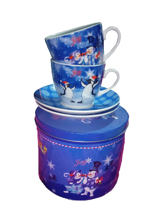 Set Weihnachtliche Tassen Porzellan Blau Weihnachtliche Tassen Porzellan Blau 2Stück
