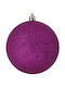 Hanging Ball Ornament Ornament Plastic Purple with Glitter 4cm Set 8pcs