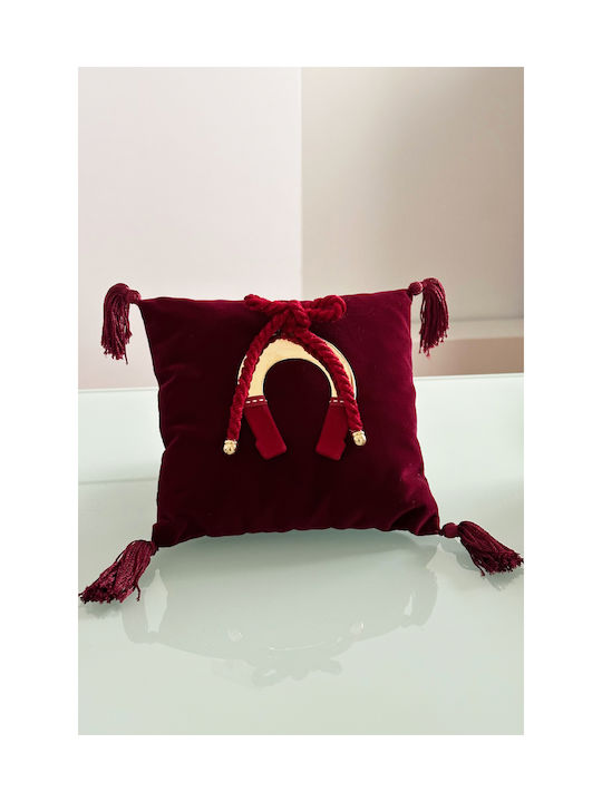 2025 Lucky Charm Bordeaux Pillow Horseshoe