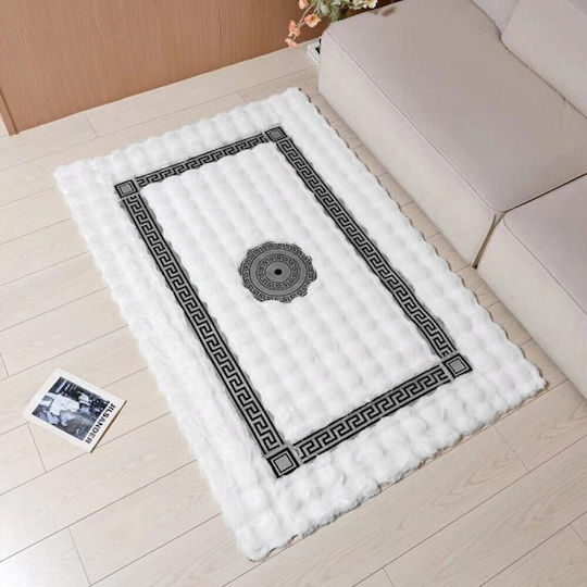 Saray Home Rabbit Luxurius Set Zottelig Schlafzimmer-Teppichsets Synthetisch,Polyester/Cotton/Leather Weiß DSN07 WHSLV SET 3Stück