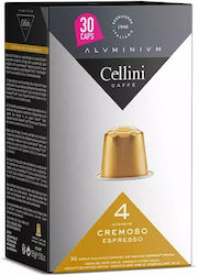 Италианско кафе еспресо Кремозо съвместимо с Nespresso Cellini алуминий 30 капсули