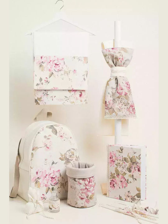 Handmade Baptism Set for Girl Peony Theme 11pcs 331926 Ntampoudis Ntm-331926