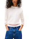 Damen Langärmeliges Baumwollpullover Beige