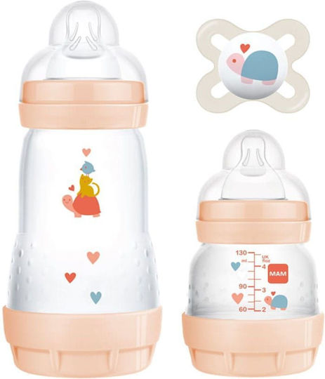 Mam Set Sticle de Plastic pentru Bebelusi Anti-Colici cu Tetină din Silicon pentru 0+, 0+ m, luni Pink 260ml 3buc