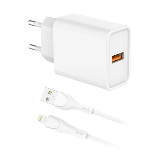 iNOS USB-A Charger with Lightning Cable 18W White