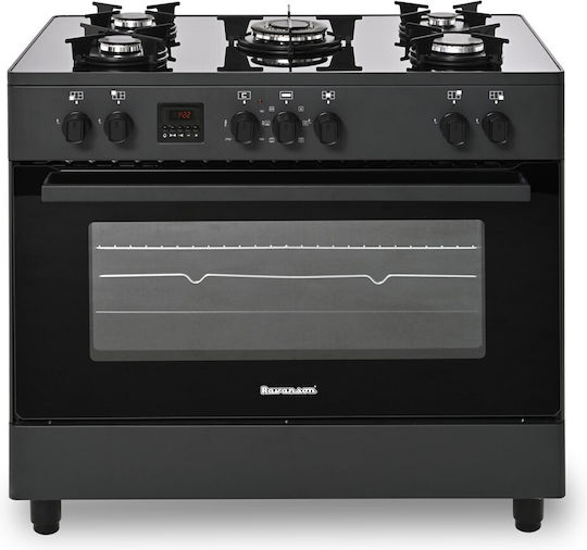 Ravanson Κουζίνα 105lt με Εστίες Φυσικού Αερίου Π90εκ. Μαύρη