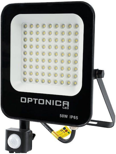 Metanor Στεγανός Προβολέας LED 50W Ψυχρό Λευκό 6000K με Αισθητήρα Κίνησης IP65