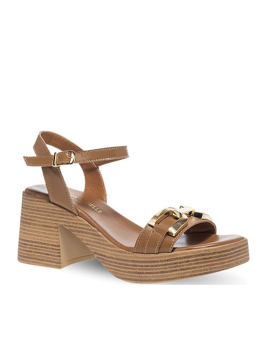 Maison Minrelle Leder Sandalen Tabac Braun