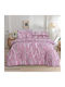 Casa Colori Bettwäsche-Set Halb-Doppel mit Gummiband 120x200+30cm. Felure Pink 3Stück