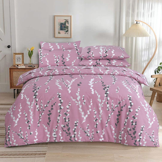 Casa Colori Сет Чаршафи с Ластик 120x200+30см. Felure Розов 3бр