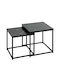 Square Side Coffee Table A-s Jones Metal Black 2 Pieces W37.5xL37.5xH40cm