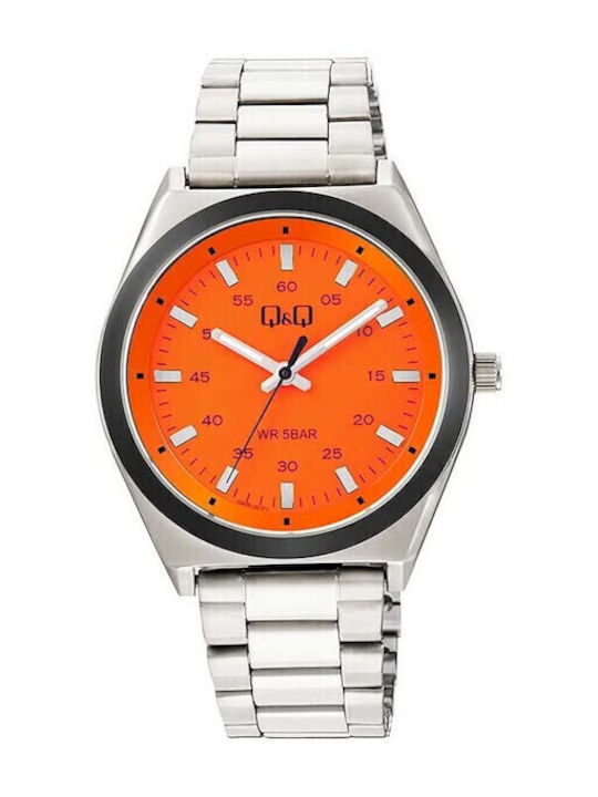 Q&Q Men's Watch Chronograph Battery with Silver Metal Bracelet