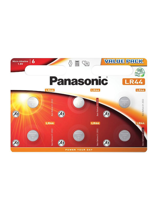 Panasonic Cell Power Baterii alcaline Baterii de ceas LR44 1.5V 6buc