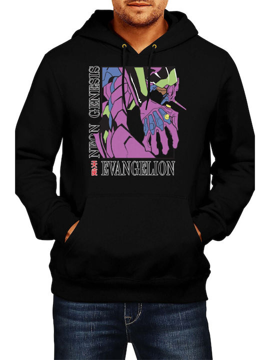 Мъжки суитшърт с качулка Японско аниме манга комикси Tralala Neon Genesis Evangelion Gendo Ikari черен Мъжки суитшърт с качулка Японско аниме манга комикси Tralala Neon Genesis Evangelion Gendo Ikari черен