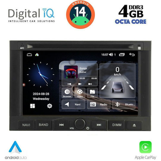 Digital IQ Sistem Audio Auto pentru Peugeot 3008 / Expert Citroen Berlingo 2009-2016 (Bluetooth/USB/AUX/WiFi/GPS/Apple-Carplay/Android-Auto) cu Ecran Tactil 7"