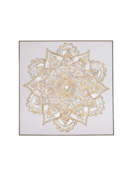 Pictură în ulei Mandala 100x100cm Cadru șampani...