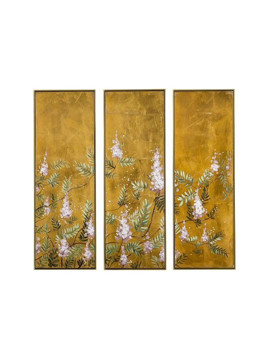 Gold Foil Ελαιογραφια Τριπτυχη 120χ120εκ Χρυση Κορνιζα