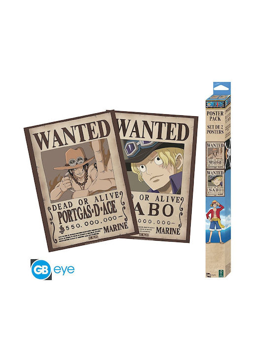 One Piece Set 2 Posters Wanted Sabo & Ace
