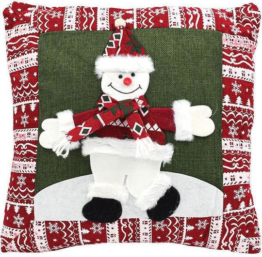 Fylliana Christmas Decorative Pillow Snowman Square Green 44x44cm