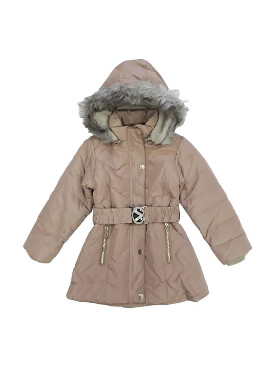 Kids' Quilted Jacket with Hood Cappuccino