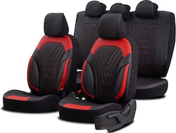 Калъфи за автомобилни седалки Otom Coral Design Универсален комплект от изкуствена кожа за предни и задни седалки 11 части Черно Червено Crαl-104 Калъфи за автомобилни седалки Otom Coral Design Универсален комплект от изкуствена кожа за предни и задни седалки 11 части Черно Червено Crαl-104