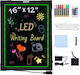 Tablă de mesaje LED Vevor 16"x12" cu scriere și ștergere iluminată Ledsxlyb12x1wy9o1v2