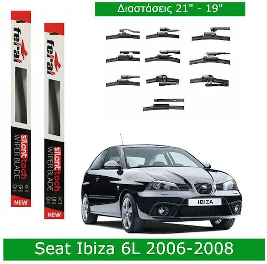 Feral 30001 Front Wiper Blade Set Seat Ibiza 6l 2006-2008 Front Set 53cm 48cm 21" + 19" 2 Pieces