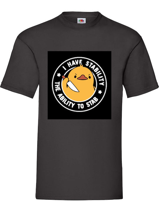 Black T-shirt Blouse I Have Stability Stability To Stab No1 Original Fruit Loom 100% Cotton Humorous
