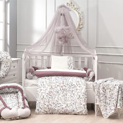 abo Baby Crib Bedding Set Flower Garden 3pcs White-rotten Apple