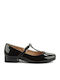Kids Patent Leather Ballerinas with Adjustable Metal Clasp Black