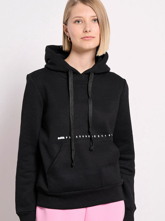 Damen Sweatshirt Kapuzen Schwarz