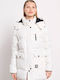 Lang Damen Puffer Jacke white