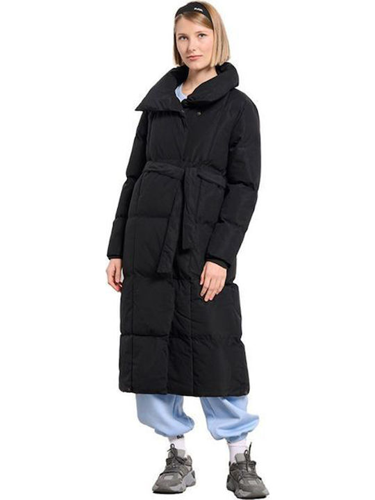 Women's Long Puffer Jacket for Spring or Autumn Black