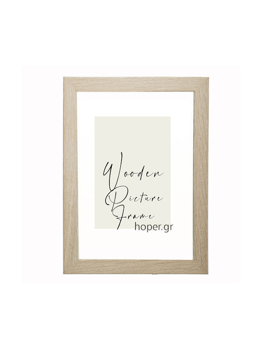 Wooden Wall Frame 50x70 Cm Natural Oak Wood White Matte Glass Matte K614/43