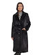 700w Women's Black Coat with Fur Details