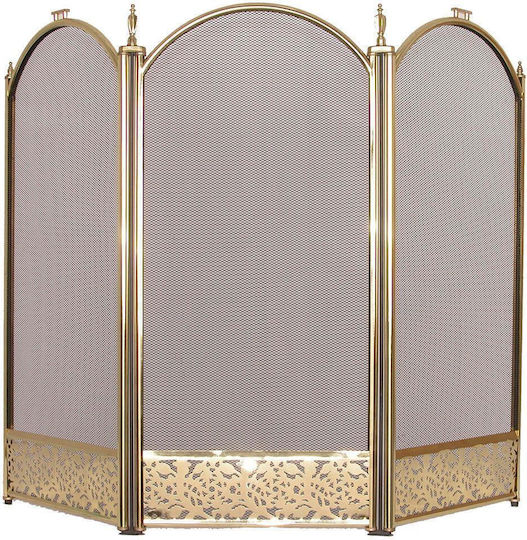 Metal Fireplace Screen S0340pb 3 Panels 32x32x50cm Gold