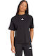 Essentials 3-Stripes Tricou Oversized Sportiv Damă Negru
