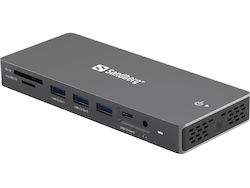 Sandberg 13in1 DockingStation Pro USB-C Докинг станция с HDMI/DisplayPort 4K PD Ethernet