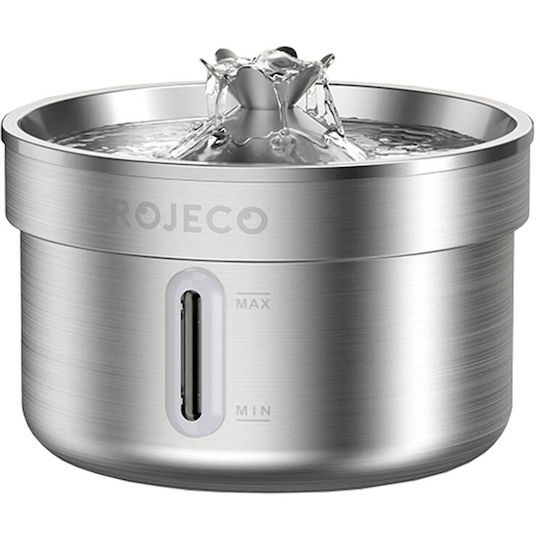 Rojeco RYSJ-11 Ανοξείδωτη Ποτίστρα / Συντριβάνι για Σκύλο & Γάτα 2x 2lt 16.5cm σε Γκρι Χρώμα