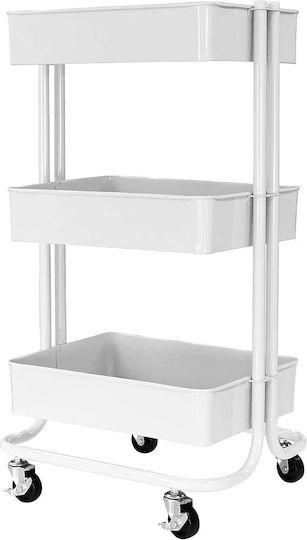 Metallisches Lebensmittelregal Mit 3 Ebenen Weiß Metallisches Lebensmittelregal Mit 3 Ebenen Weiß