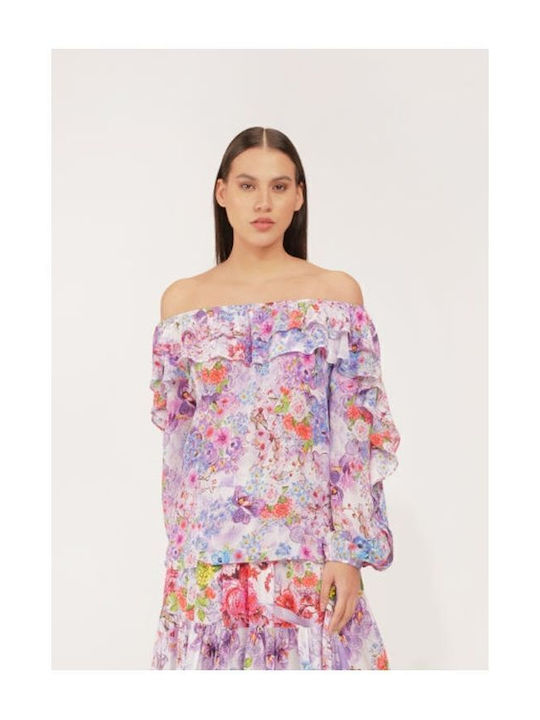 Inoa Fashions Silk Top Birch Top Como Multicolor Purple