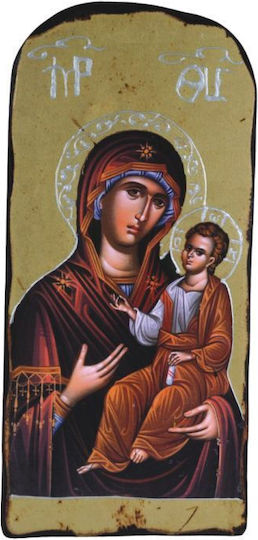 Icoană din lemn cu Fecioara Maria și Iisus Hristos A 35x16 cm