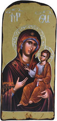 Wooden Triptych Icon of Virgin Mary & Jesus Christ B 27x14 Cm