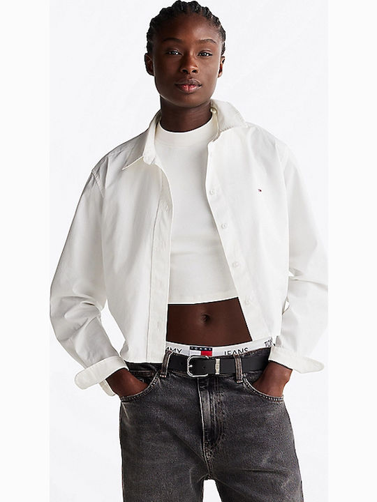 Women's Denim Long Sleeve Shirt White